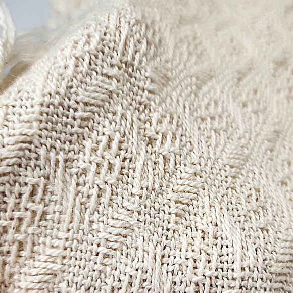 NWOT USA Cotton Blue Cream Cottagecore Snowflake Crochet Throw Coverlet Blanket - Picture 7 of 9